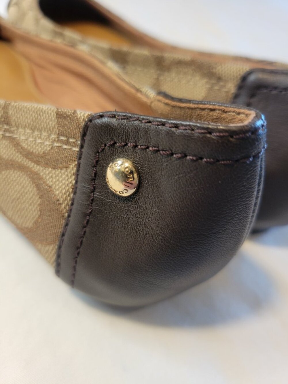 Coach Signature C Canvas Ballet Flats Brown  Gold Women's 6.5 - Picture 6 of 8
